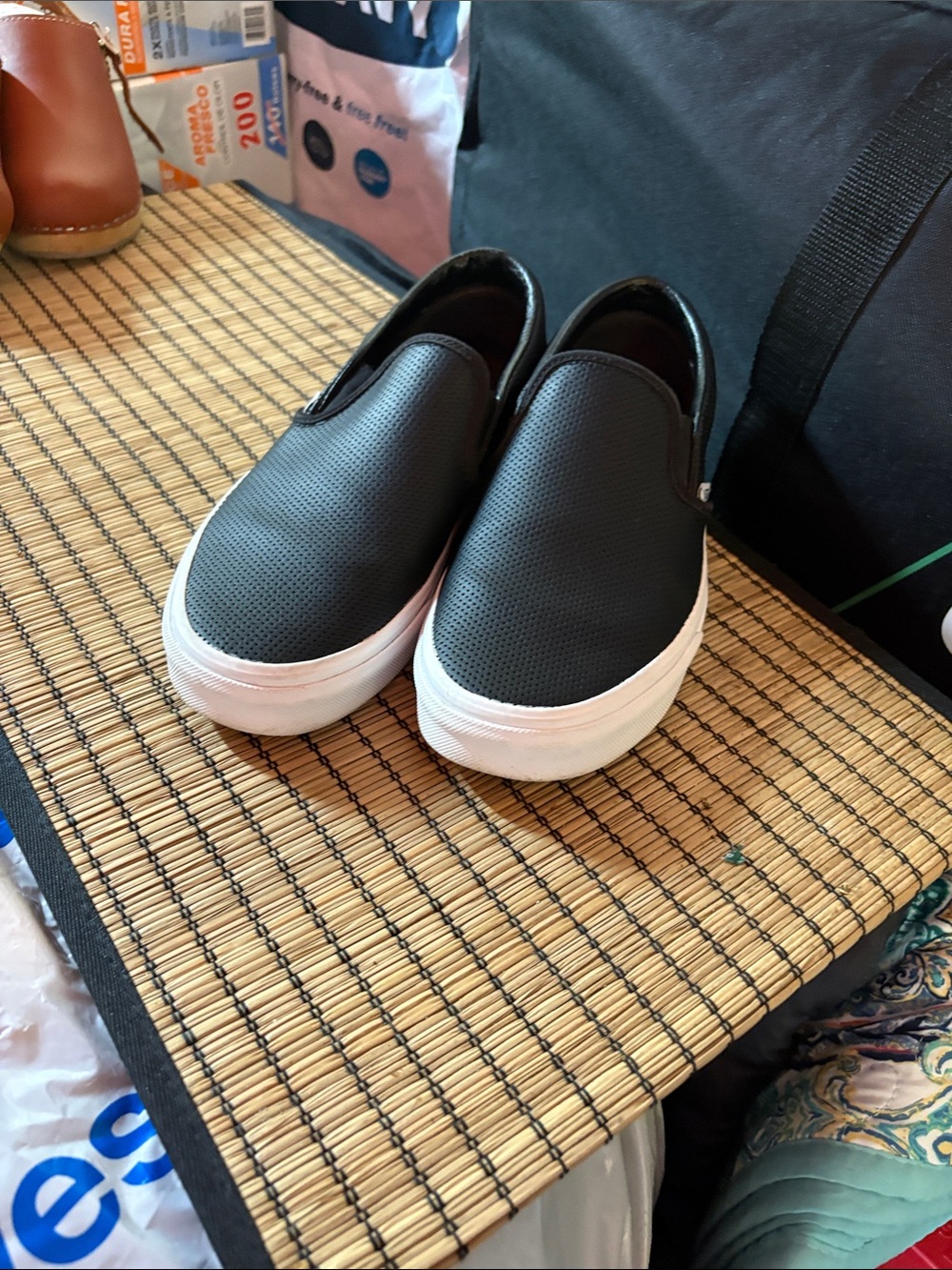 Vans Black Slip-On Shoes with White Sole